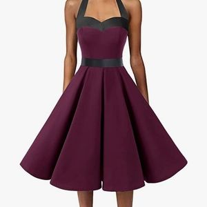 50's Vintage Rockabilly Halter Neck Audrey Dress Retro